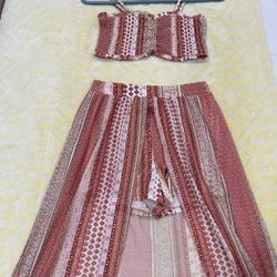 Two-piece Slit Skirt With Shorts 