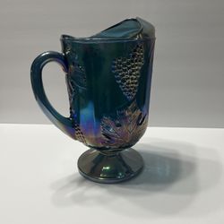 Blue carnival glass Pitcher 