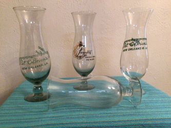 Vintage New Orleans Hurricane Glasses Pat O’Brians and fairmont Roosvelt Bar Glasses