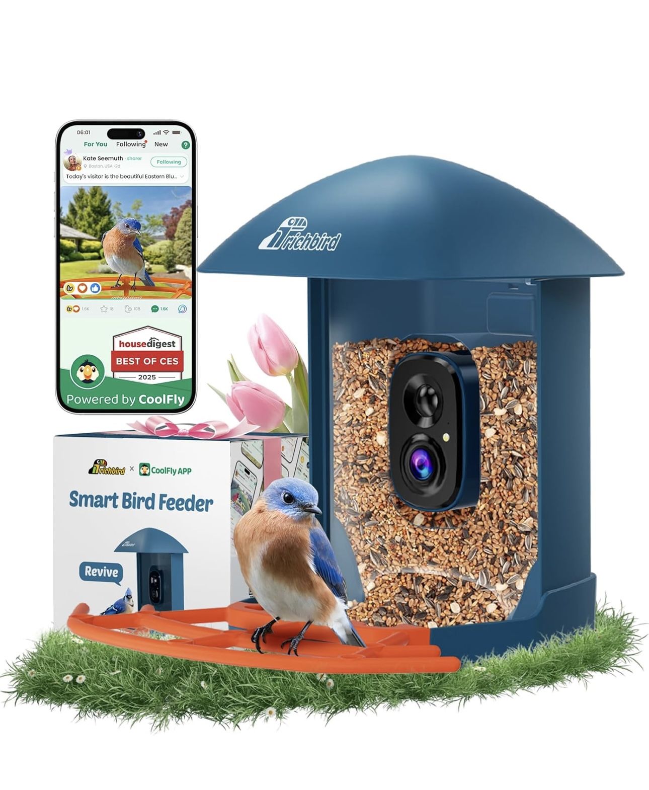 Brand new Smart Bird Feeder with Camera, Birdwatching Camera with AI Identify Bird Species & Solar P