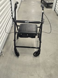 Drive Medical Aluminum Rollator with Fold Up and Removable Back Support and Padded Seat