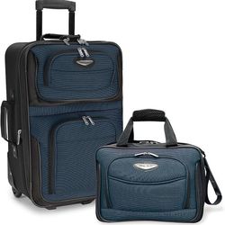 Travel Select Amsterdam Expandable Rolling Upright Luggage, Navy, 2-Piece Set

