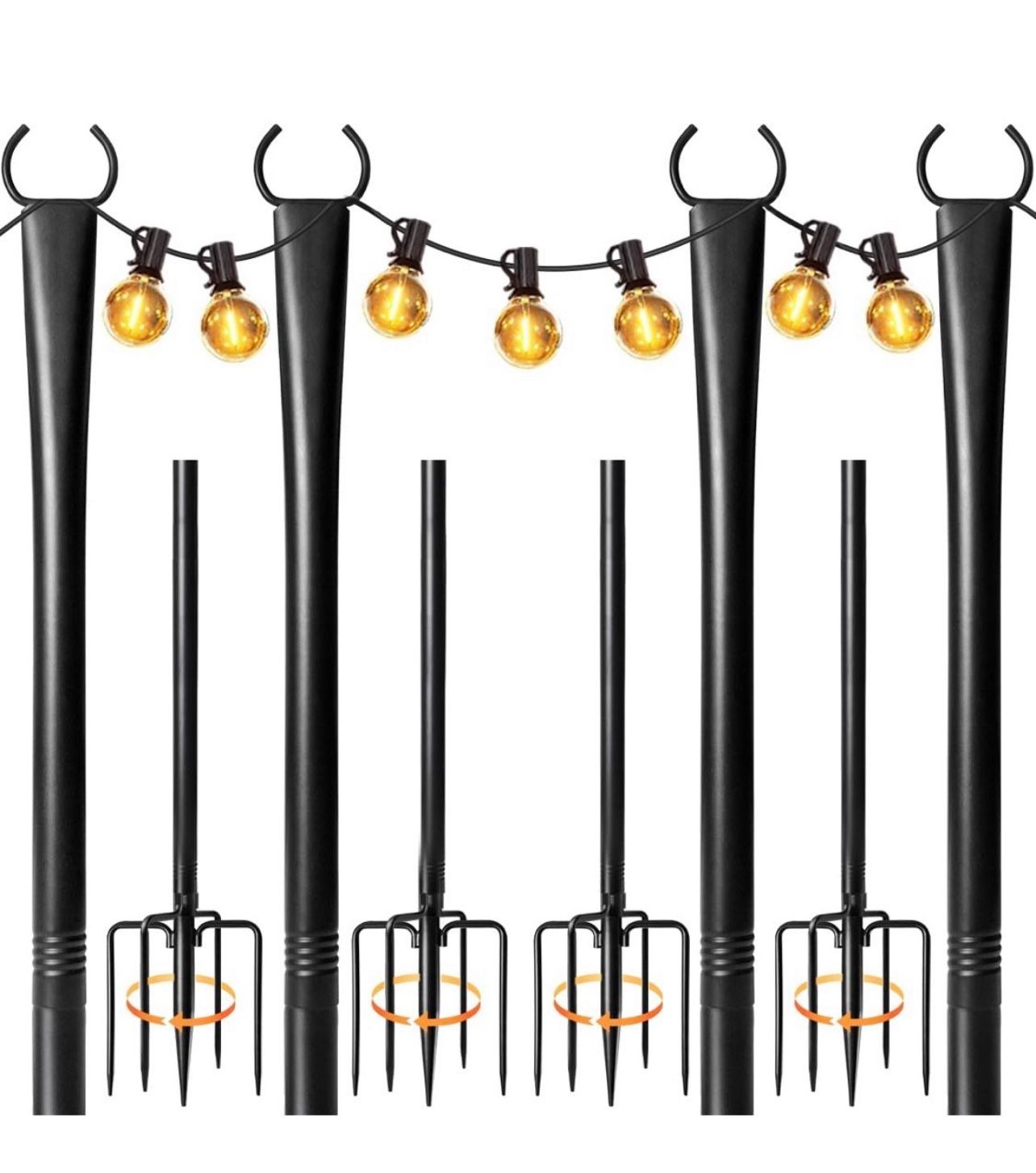 4 Pack 10FT String Light Poles, Metal Lights Poles 