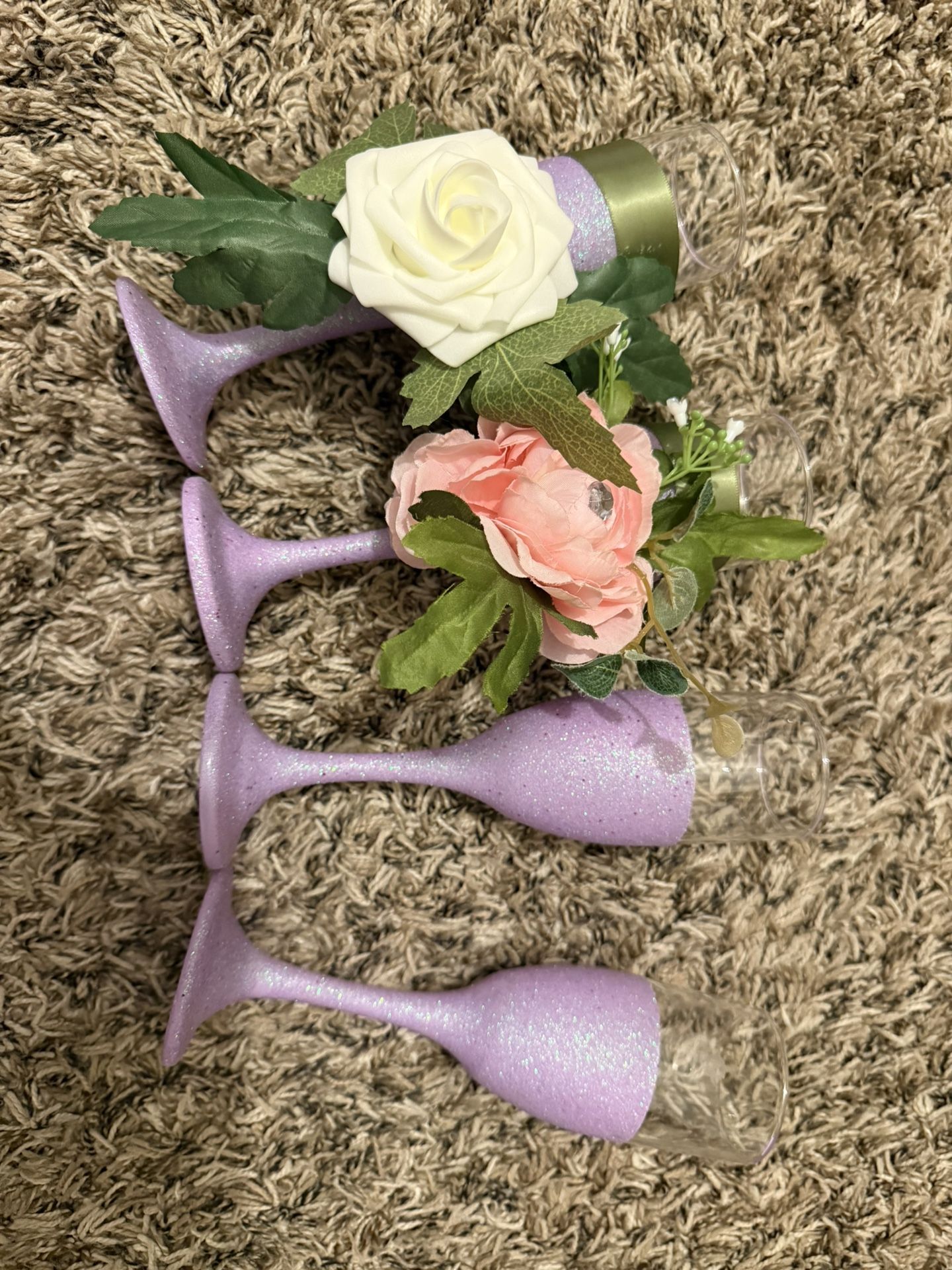 21 Lavender glitter Champagne Glasses
