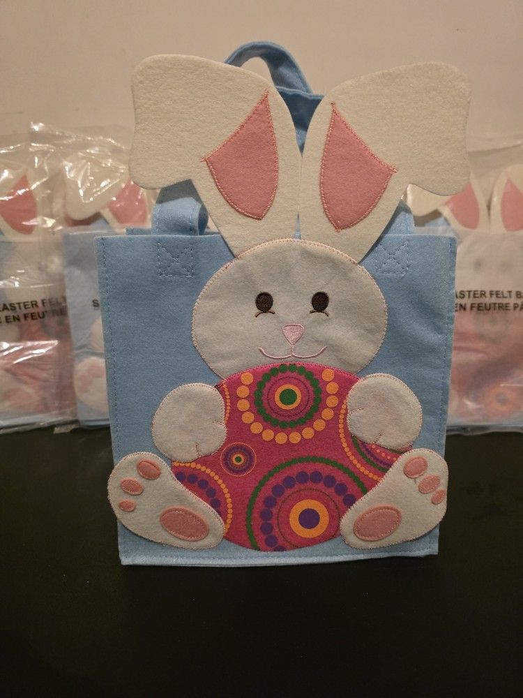 5 NEW FELT EASTER BUNNY BAGS