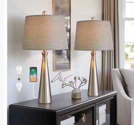Brand new Modern Vintage  25.75" 3-Way Dimmable Lamps Set of 2 with USB charging ports