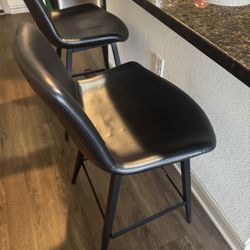New Black Leather Stools
