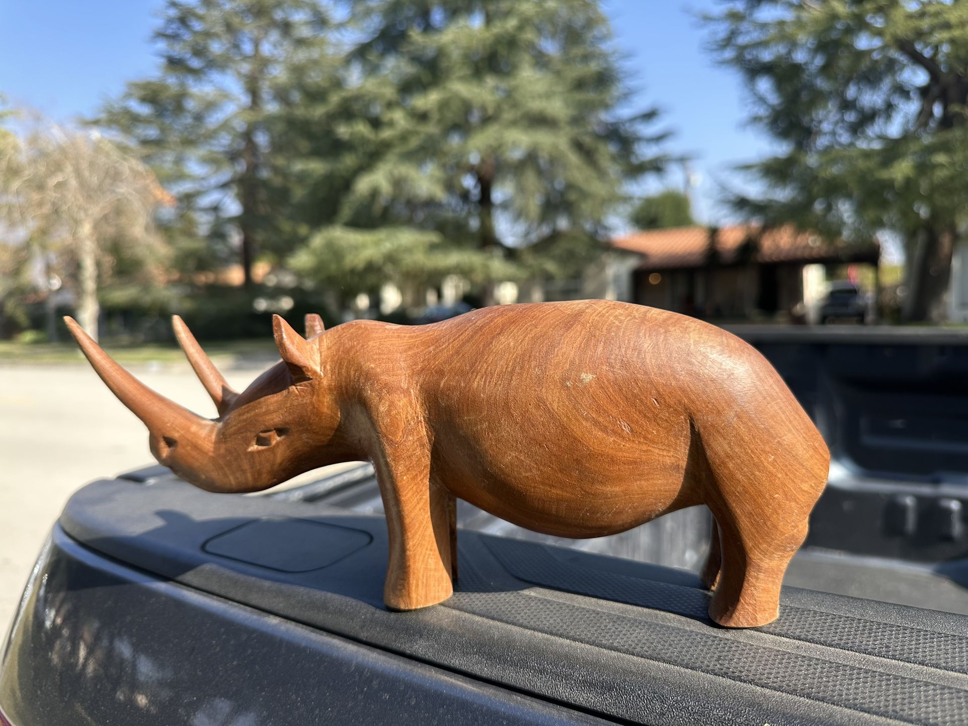 Vintage Mid Century Rhino Wood Carving