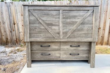 Queen Rustic Headboard with Metal Bed Frame – $99