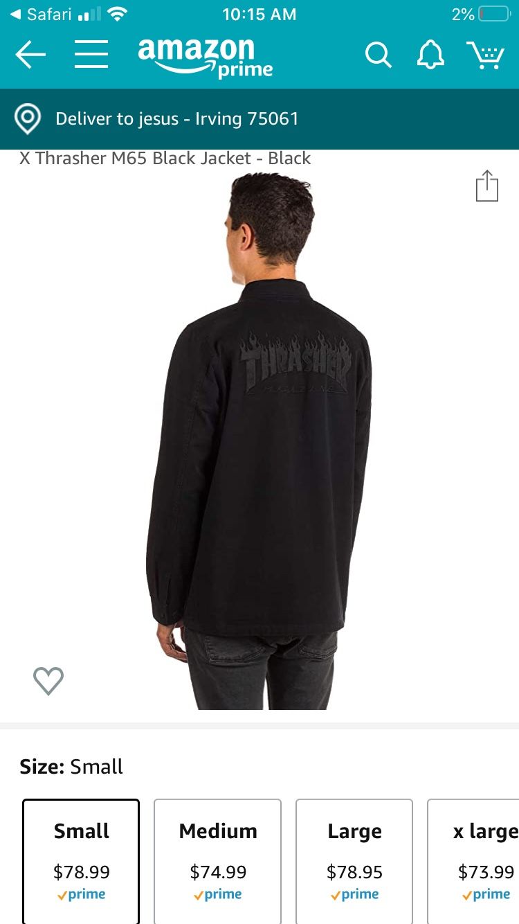 Vans x thrasher jacket size S runs M