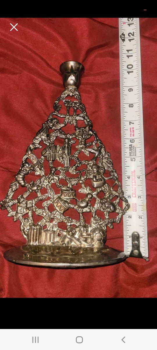 Silver Xmas Tree Candle Holder