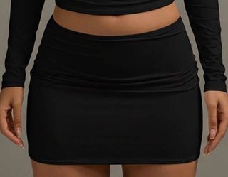 Black Ruched Mini Skirt