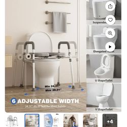 Toilet Seat Risers for Seniors, Raised Toilet Seat with Padded Handles & Seat