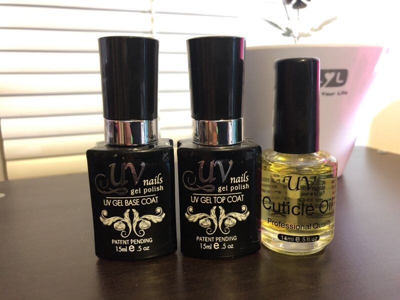 UV nails Gel Nail Polish Top Coat, Bass Coat, and Cuticle Oil