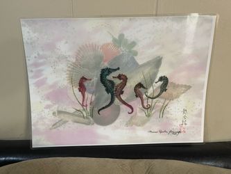 Gyotaku seahorse print by mineo ryuka Yamamoto signed
