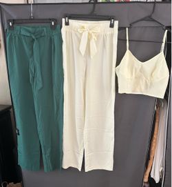 Women’s pant set -Medium-vanilla color with extra Green pant