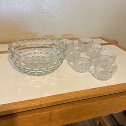 American Fostoria Crystal Bowl And 7 Cups