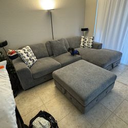 Beautiful Sectional Chase Couch and Ottoman with Storage