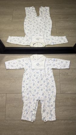 New Vintage 1980s Toddlers Mcbaby Embroidered Bunny All Over Print Romper Onesie