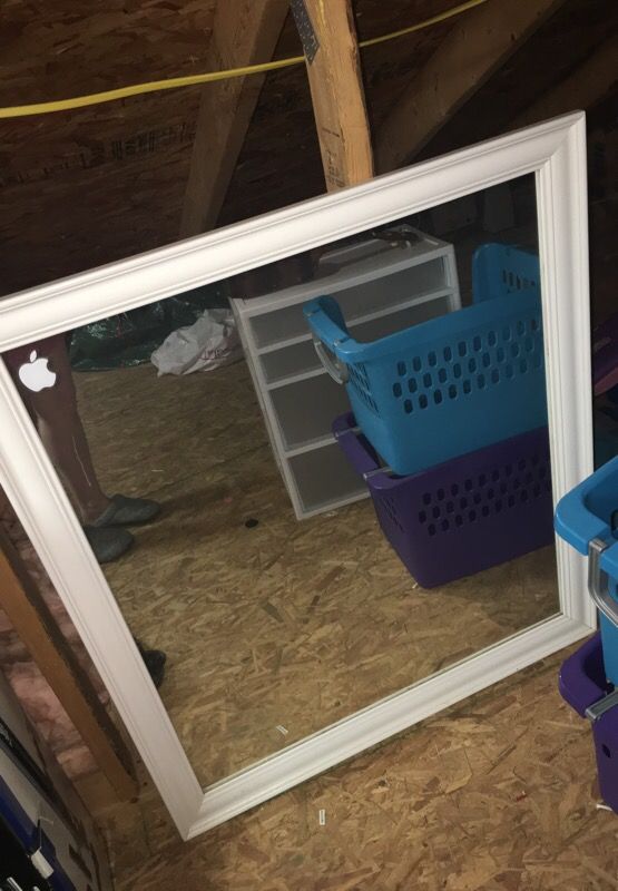 Large white dresser mirror