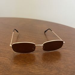 American Eagle Rectangle Sunglasses Gold & Brown Lenses NEW