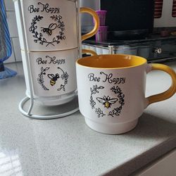 Bee Happy Stackable Mug Set