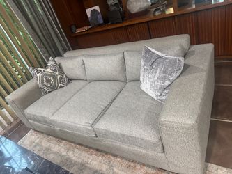 Two high end , Gray Fabric 3-Seat Sofas