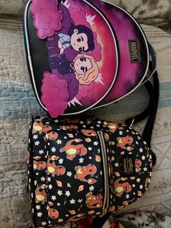 Pokémon Charmander and Disney Loki mini backpacks