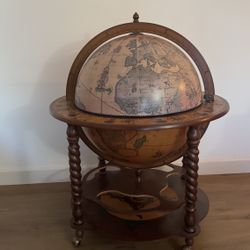 Vintage Wooden Globe Bar Cart 