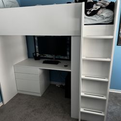 SMÅSTAD Loft Bed, White White / With Desk With 4 Drawers, Twin (IKEA)