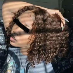 Chocolate Brown (Dark Brown/Jerry curly) #4 with 13x4 Lace Front, 180% Density Pre Plucked Baby Hair Natural Looking Jerry Curly