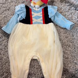 Spring and Autumn fleece-lined Snow White Princess One-piece Pants and Headwear - Glittering