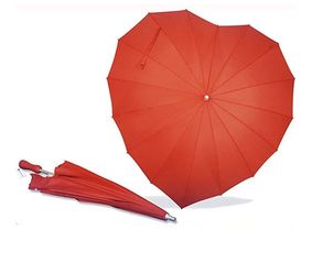 Love Parasol Red Heart Shaped Umbrella for Valentine, Wedding, Engagement and Photo Props (Red)