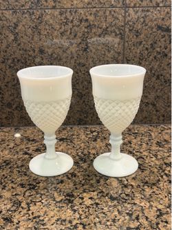 Pair of Westmoreland milk glass goblets