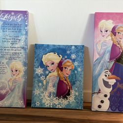 Frozen Canvas Pictures.   Excellent Condition! Sell Separate $7 Each Or Together! 