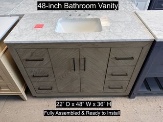 48" Bathroom Vanity with Carrara Marble Countertop & Solid Wood & Plywood Cabinet #3629
