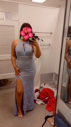 Blue Laced Prom Dress