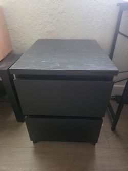 Black 2-Drawer Nightstand