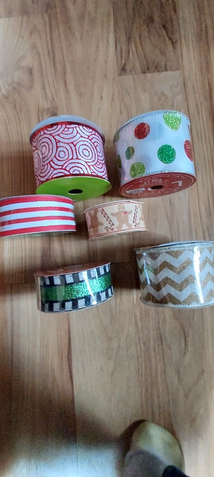Christmas Holiday Decorative Craft Ribbon Assorted Lot Glitter Stripes Cookies