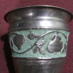 NEW NEVER USED Lovely Designer Quality Silver Enameled FLOWER POT 