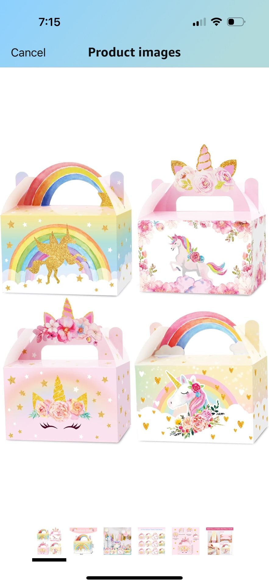 12 Pack Unicorn Party Favor Treat Boxes Unicorn Gift