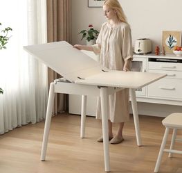 Brand New Solid Wood Small Dining Table for 2 to 6 Seats, 23.6"L-47.2"L Expandable Kitchen Table