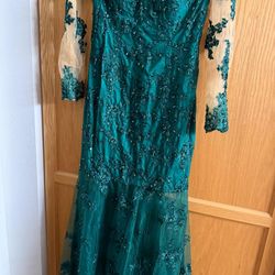 Teal & Beige Ballgown Dress