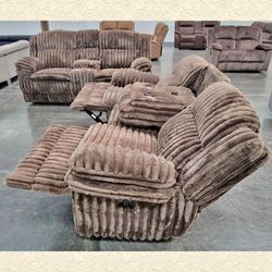 2 Pieces chocolate color manual recliner sofa set