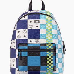 MCM Stark Visetos Checkerboard Medium Backpack