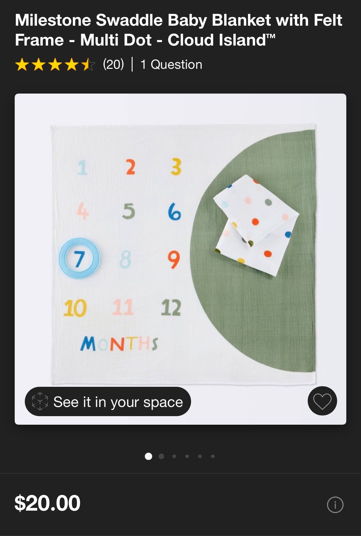 Milestone Swaddle Baby Blanket with Felt Frame Multi Dot Cloud Island for Sale in Claremont CA OfferUp