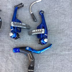 BOX COMPONENTS BMX PRO V-BRAKE KIT BOX THREE WITH LEVER AND CABLE 85mm Or 108MM BLUE