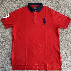 🔴Polo Ralph Lauren Shirt Size XL Big Pony Red Navy Blue