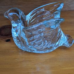 Vintage Avon "Dove in Flight" Clear Glass Votive Candle Holder