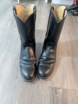 Justin Black Leather Cowboy Boots Size 10 EE
